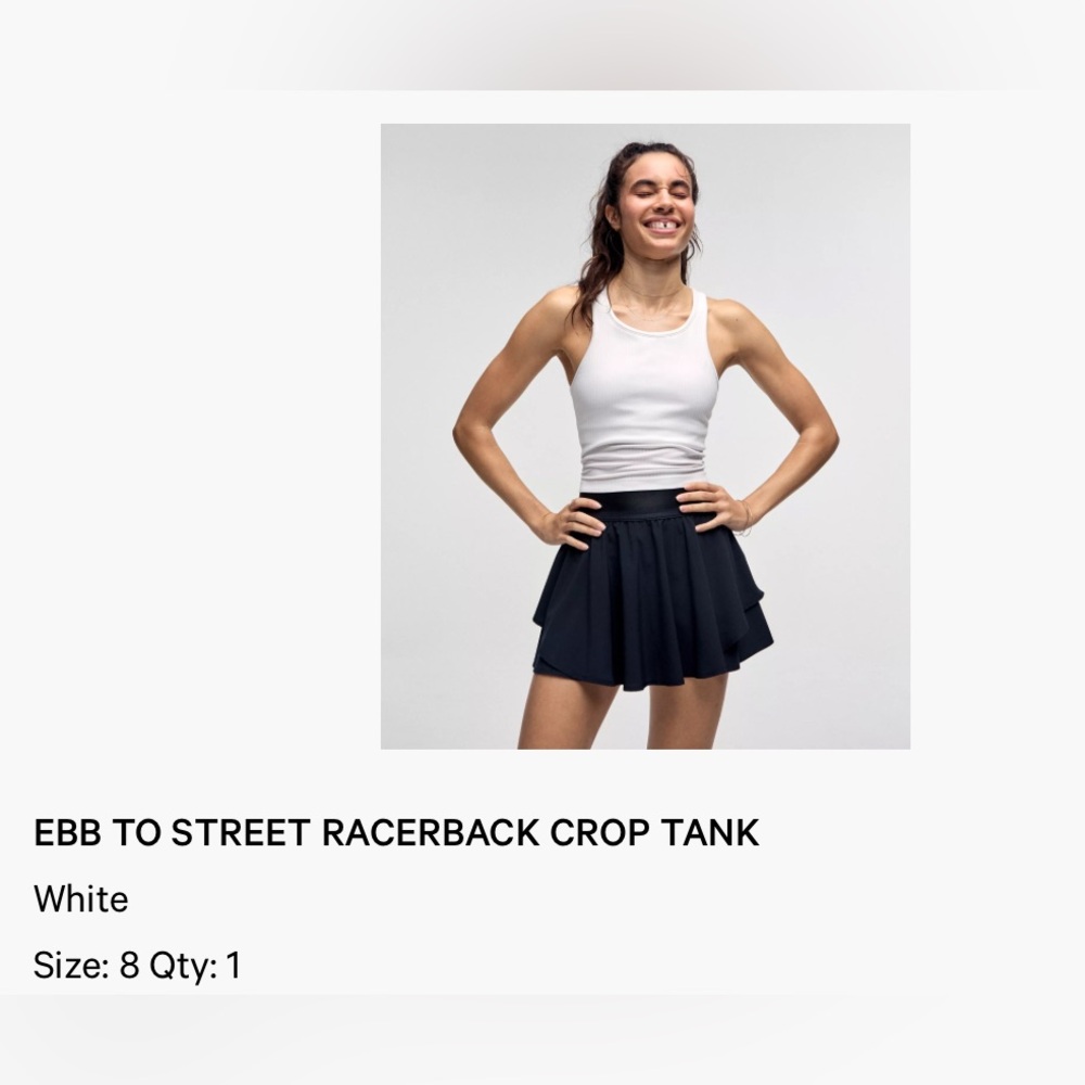 Lululemon Ebb to Street Cropped Tank top